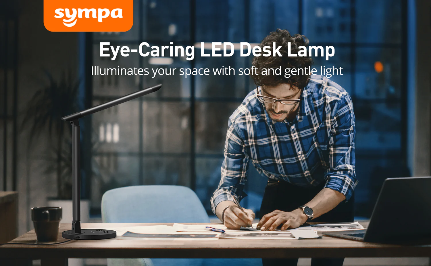 Sympa LED Desk Lamp 004 Office Table 35-Modes Lamps with Stable USB Charging Port&Touch Control