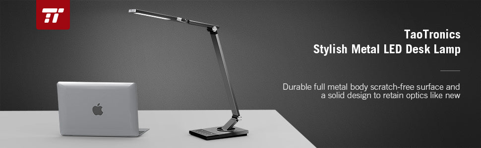 Superior Durable LED Desk Lamp DL063, Large, Pure Solid Aluminum-Alloy, With Super Fast Charging & Touch Tech