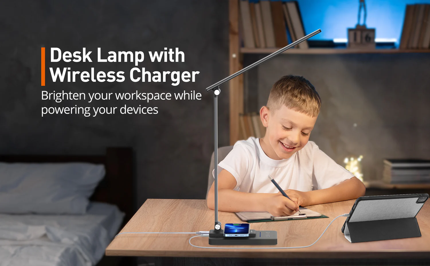 Sympa Table Lamp DL048, Eye-Caring Technology With 5W Wireless Charger