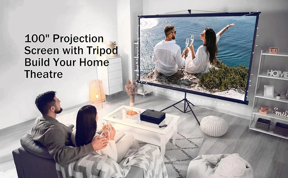 TaoTronics Projector Screen and Stand HP002, 100/120 inch Large4K HD 16:9 PVC Movie Projection Screen